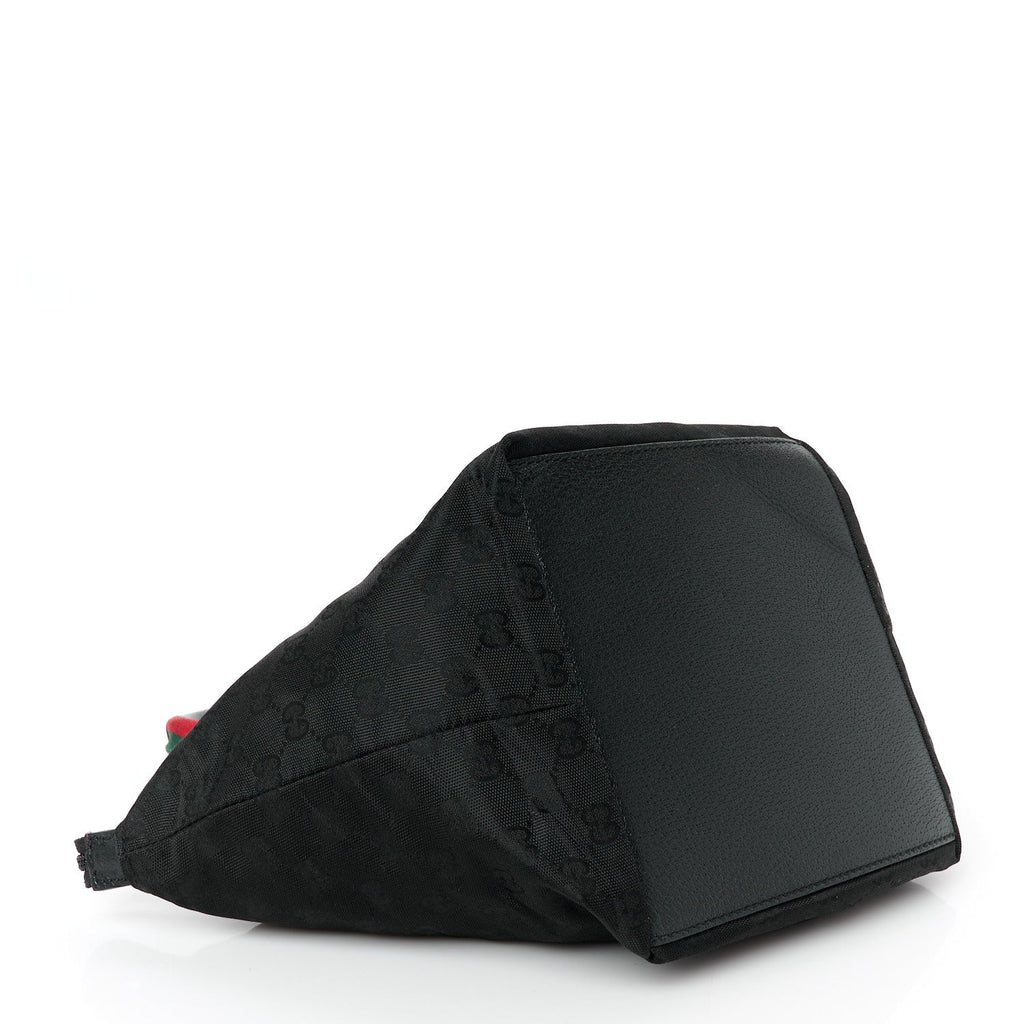 GG Monogram Small Web Handle Bucket Tote Black