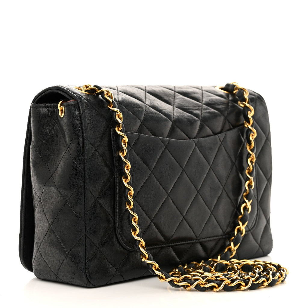 Lambskin Quilted XL CC Small Single Flap Black