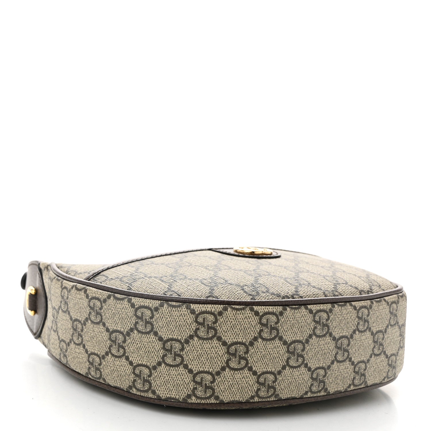 GG Supreme Monogram Textured Dollar Calfskin Small Ophidia Shoulder Bag Beige Ebony New Acero
