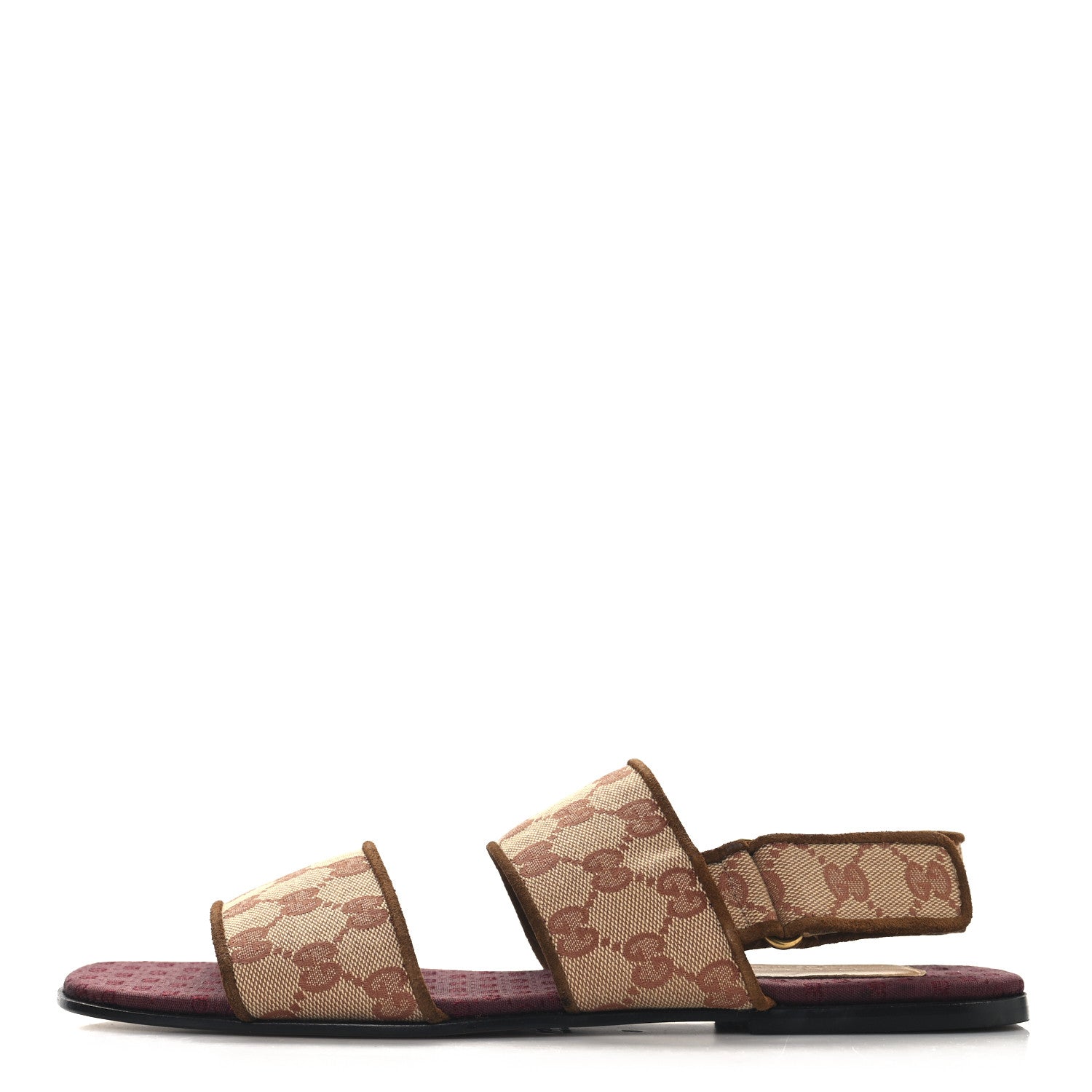 Canvas GG Monogram Mens Slingback Flat Sandals 8 Beige Ruggine Cuir