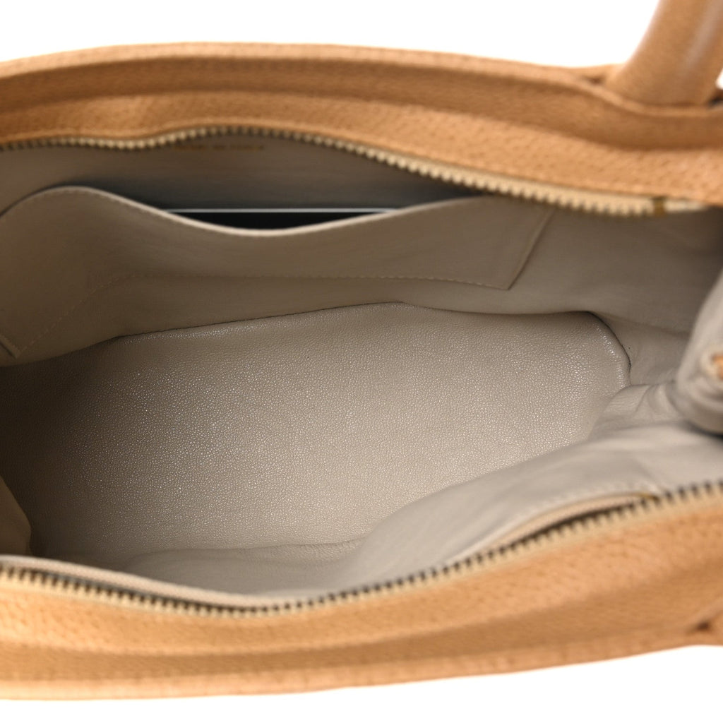 Caviar Chevron Tassel Tote Beige