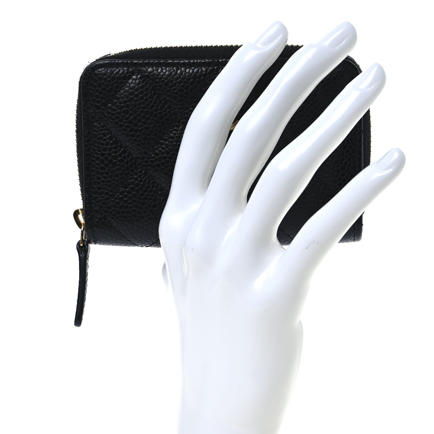 Caviar Quilted Zip Coin Purse Black