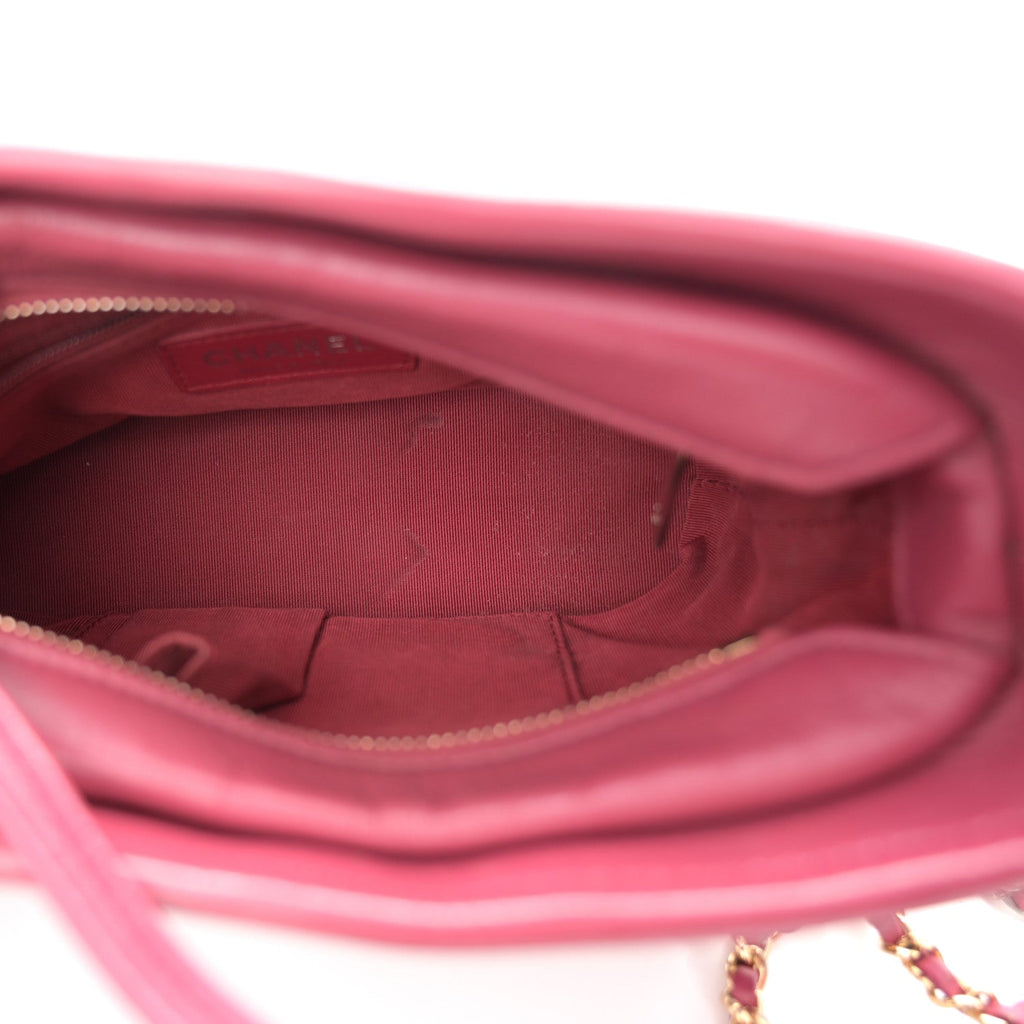 Aged Calfskin Quilted Small Gabrielle Hobo Dark Pink