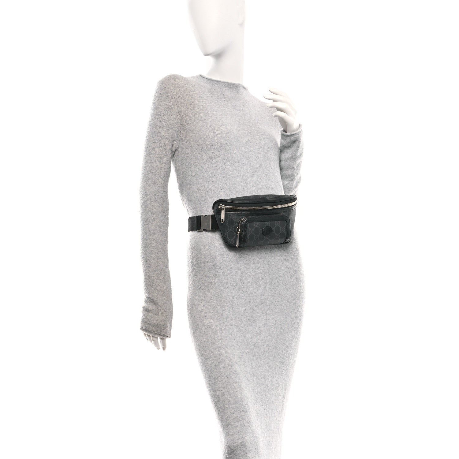 GG Supreme Monogram Textured Calfskin Retro Interlocking G Belt Bag Black