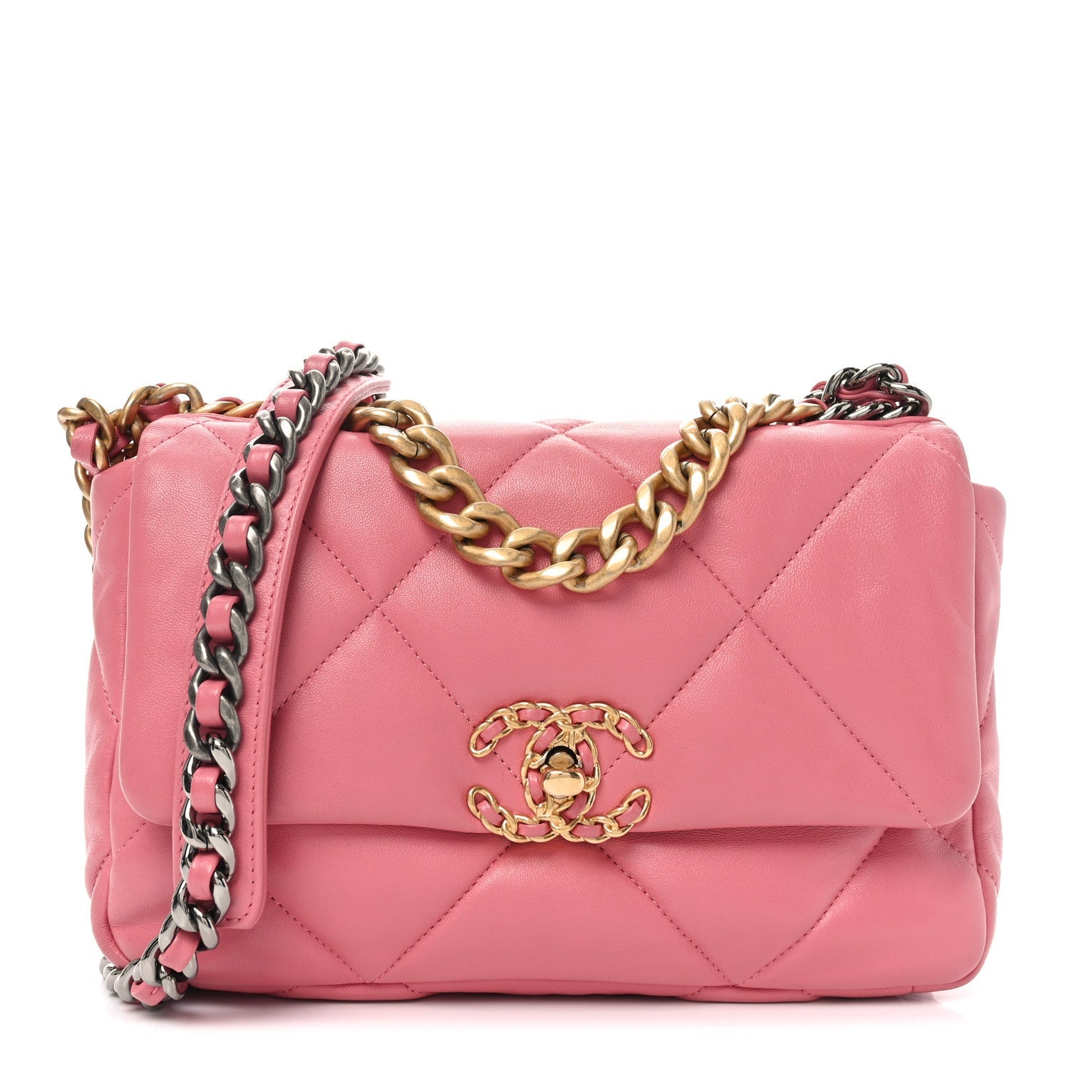 Lambskin Quilted Medium Chanel 19 Flap Pink