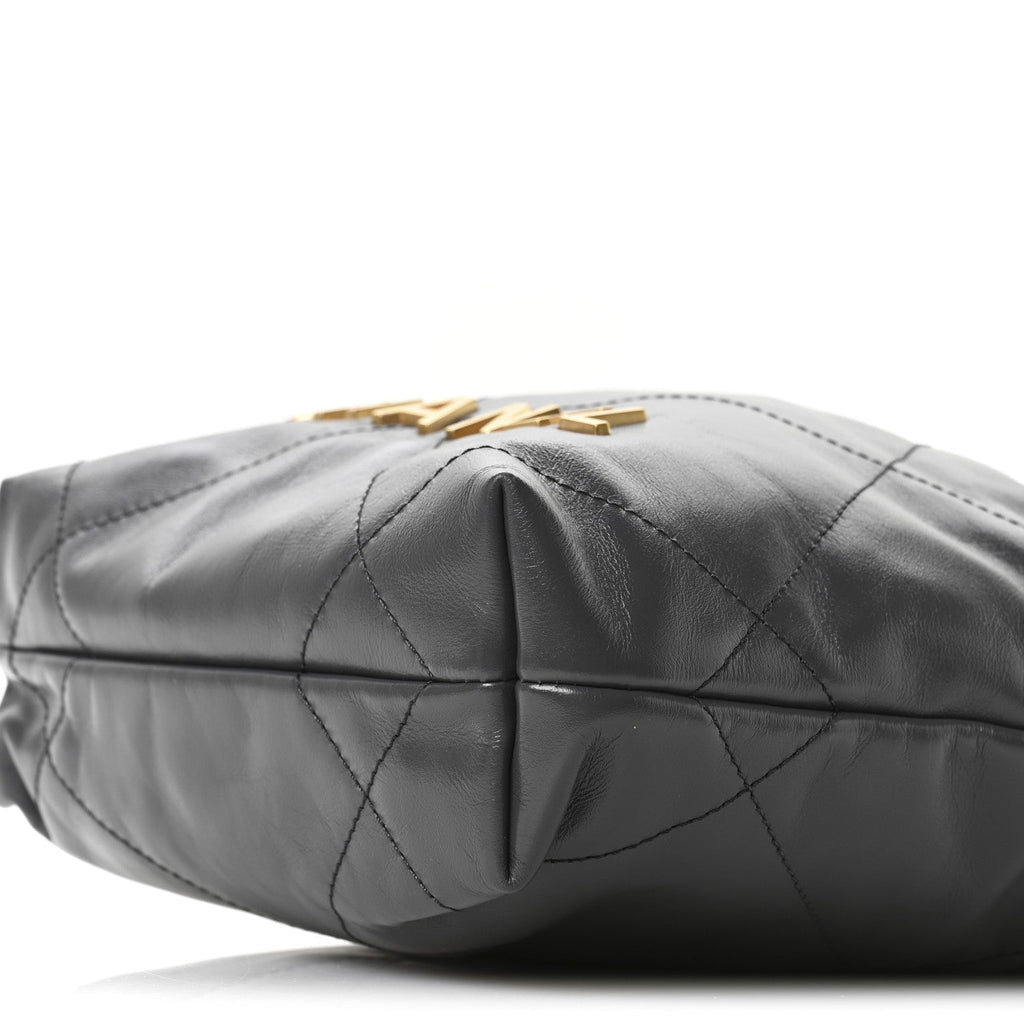 Shiny Calfskin Quilted Mini Chanel 22 Dark Grey