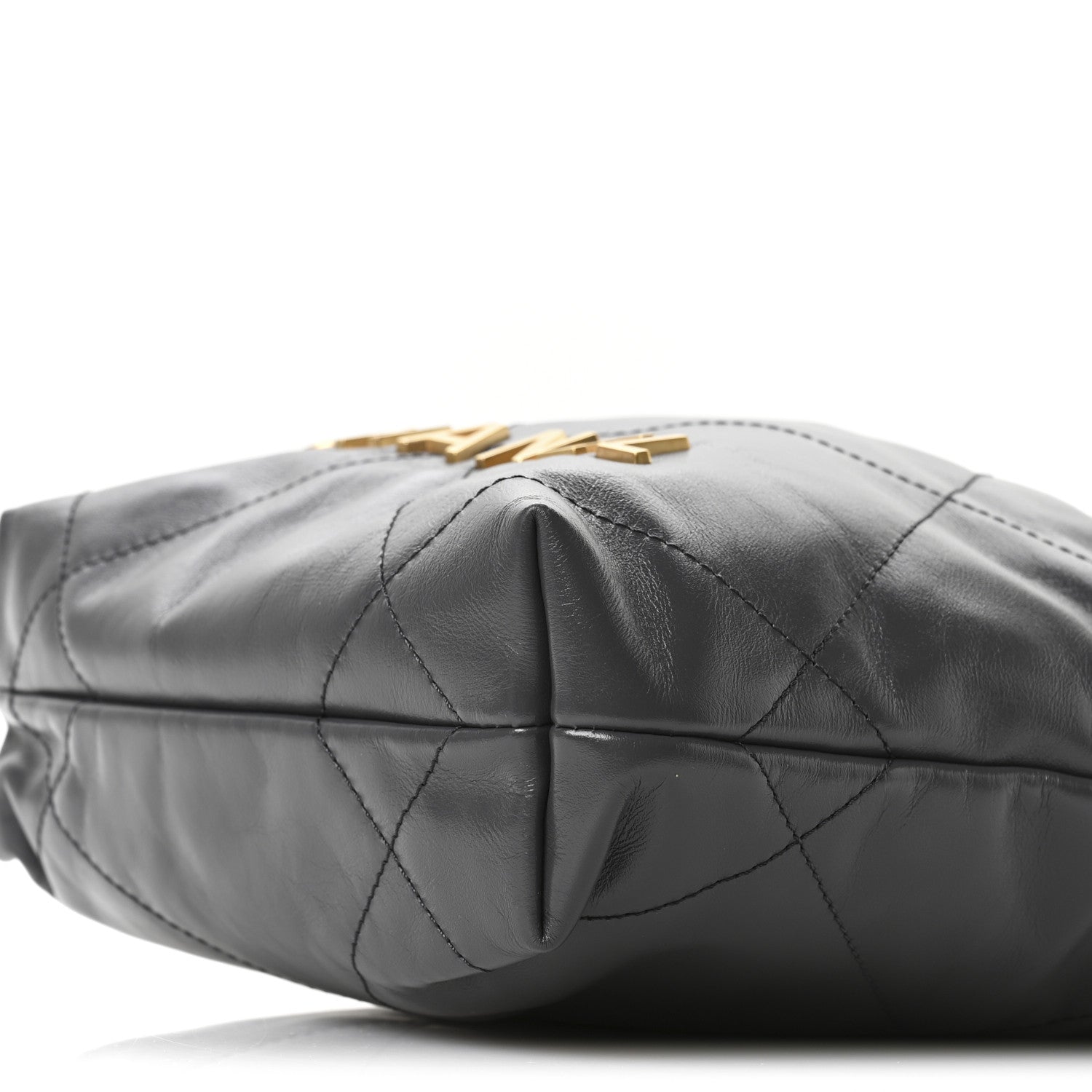 Shiny Calfskin Quilted Mini Chanel 22 Dark Grey
