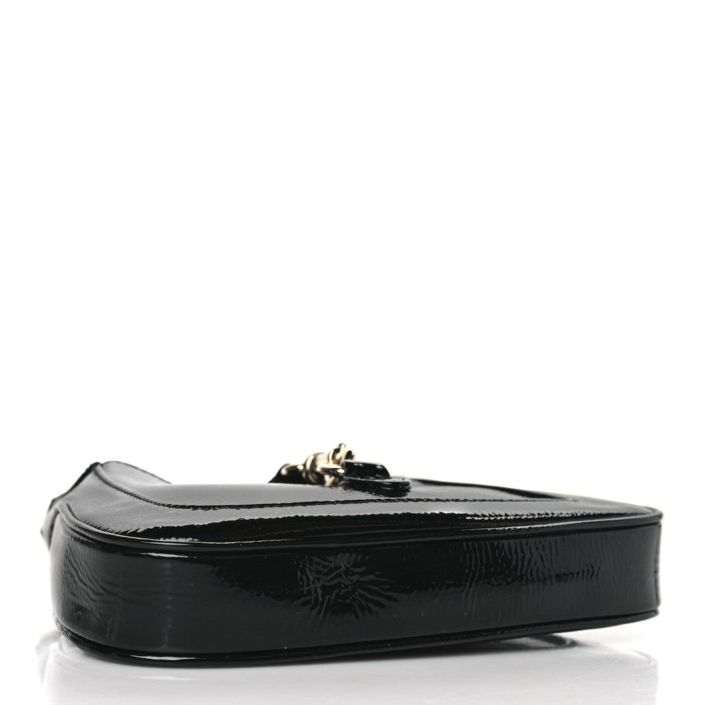 Crinkled Patent Mini Jackie Notte Bag Black