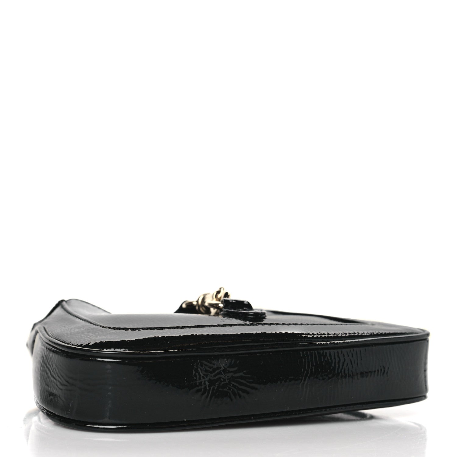 Crinkled Patent Mini Jackie Notte Bag Black