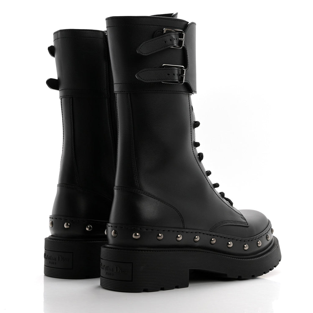 Calfskin Diorquake 25mm Combat Boots 38 Black