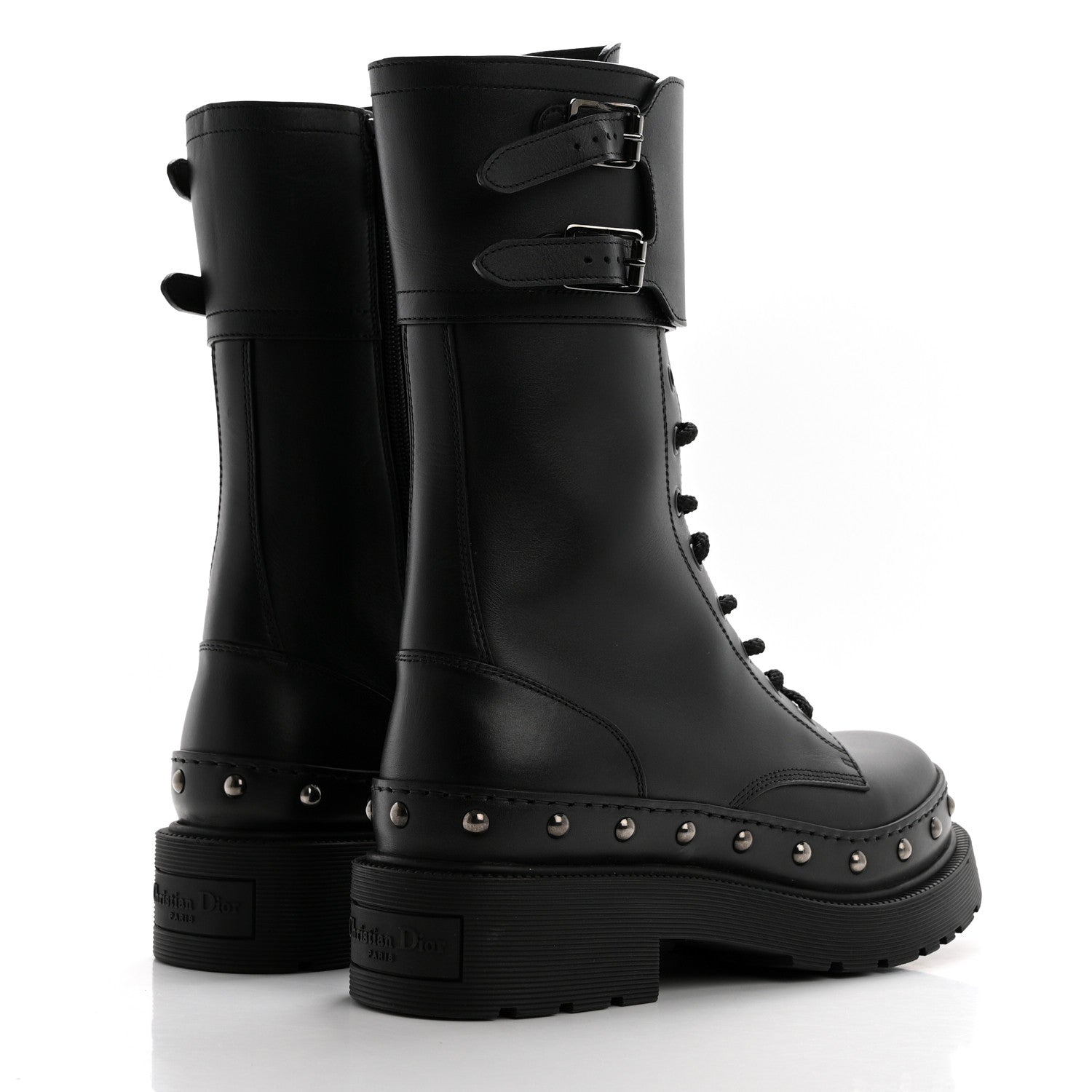 Calfskin Diorquake 25mm Combat Boots 38 Black