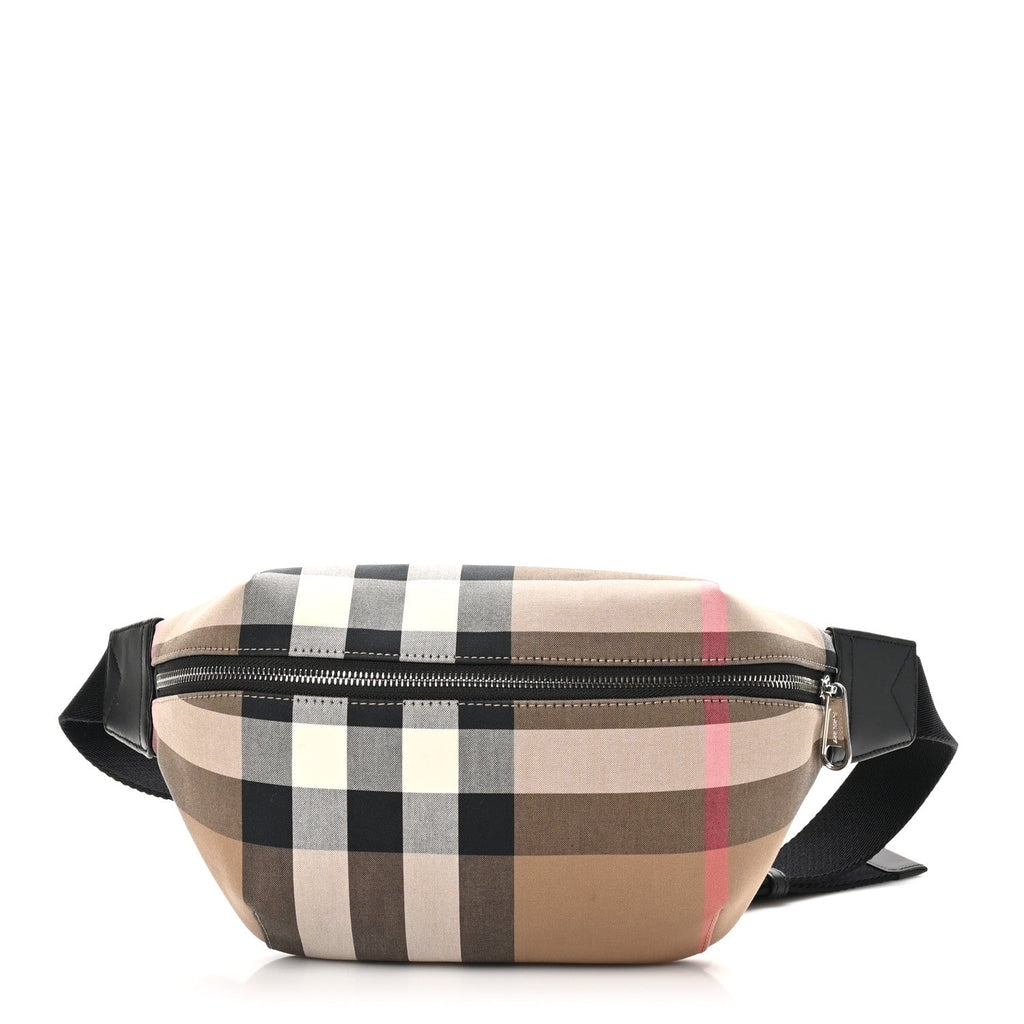 Nylon Giant Check Medium Sonny Bum Bag Taupe Brown