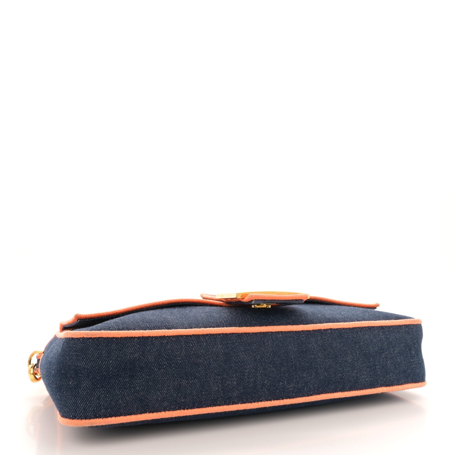 Denim Large Baguette Blue Arancio Fluo
