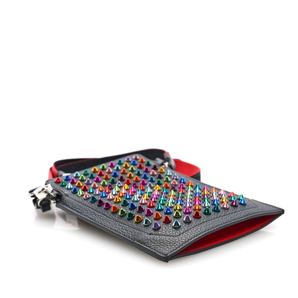 Calfskin Spikes Loubilab Crossbody Bag Black
