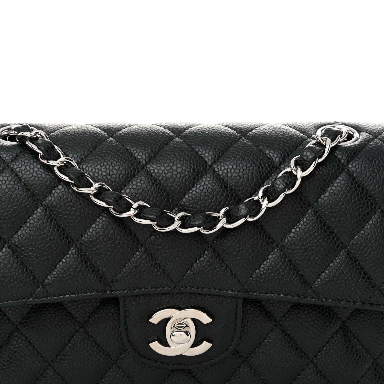 Caviar Quilted Small Double Flap Black