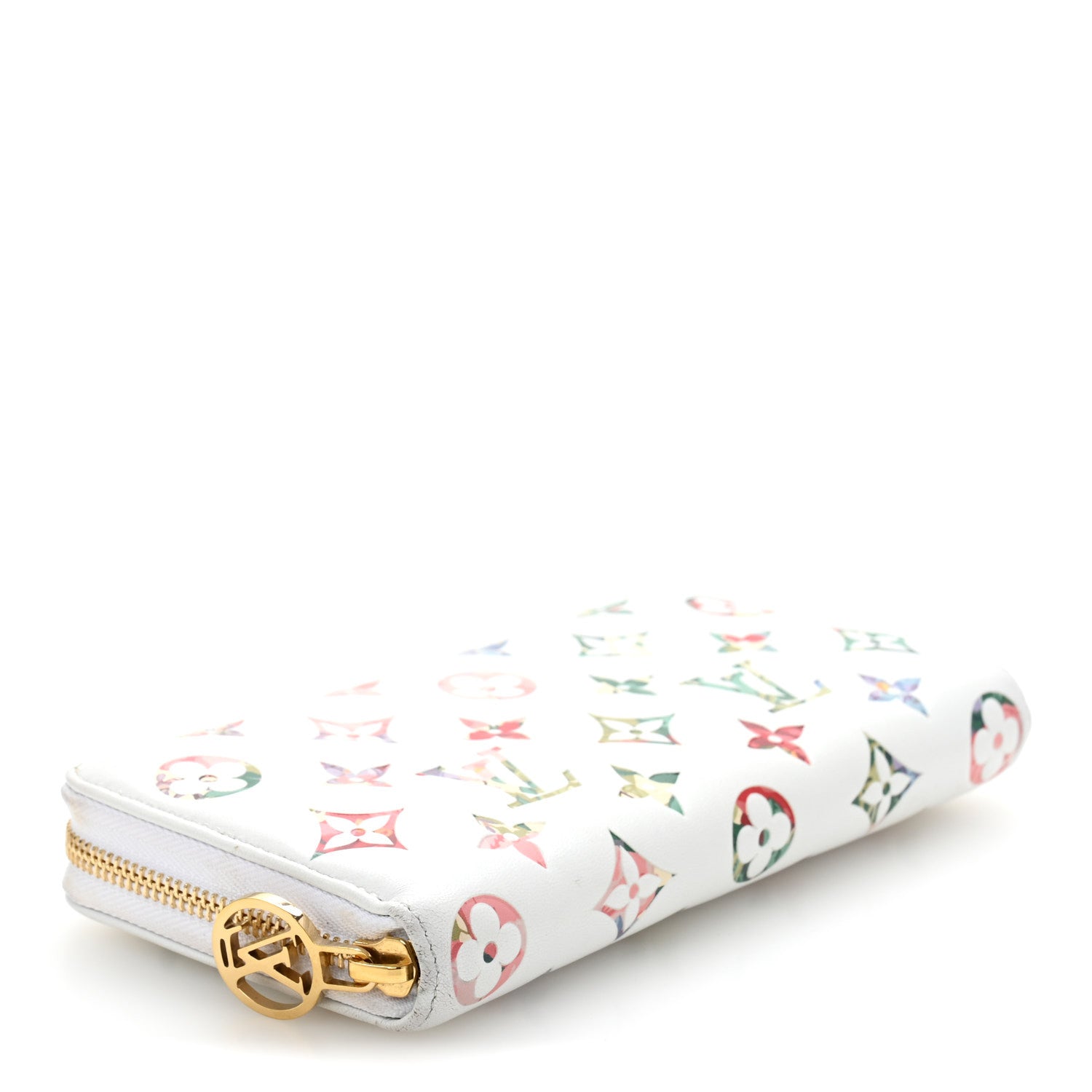 Lambskin Embossed Monogram LV Garden Coussin Zippy Wallet Cream
