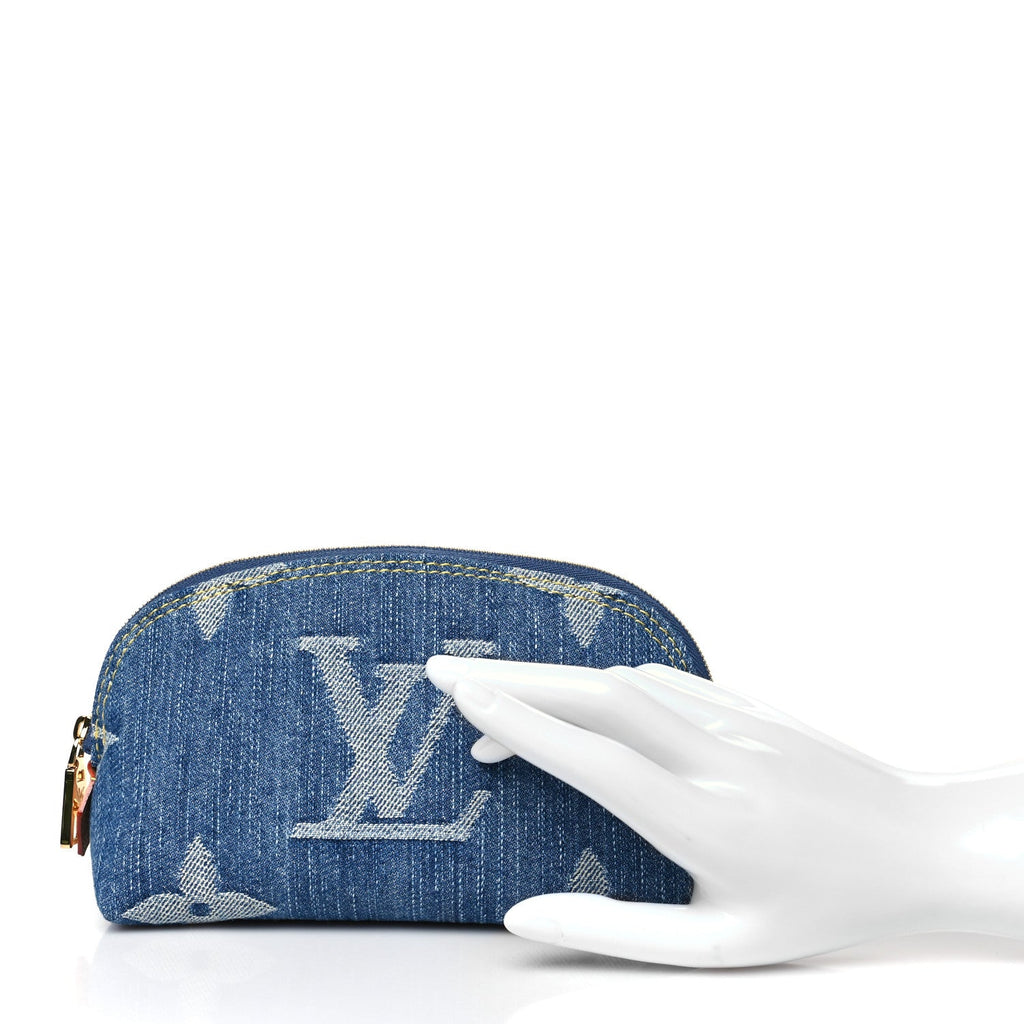 Denim Giant Monogram Pochette Cosmetique PM Denim Blue