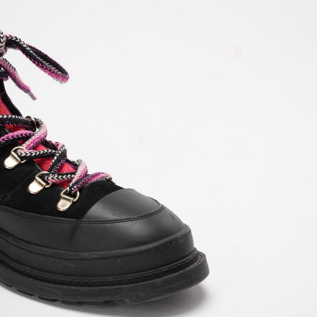 Chanel Pink / Black Chunky Sole Snow Boots 38 ½
