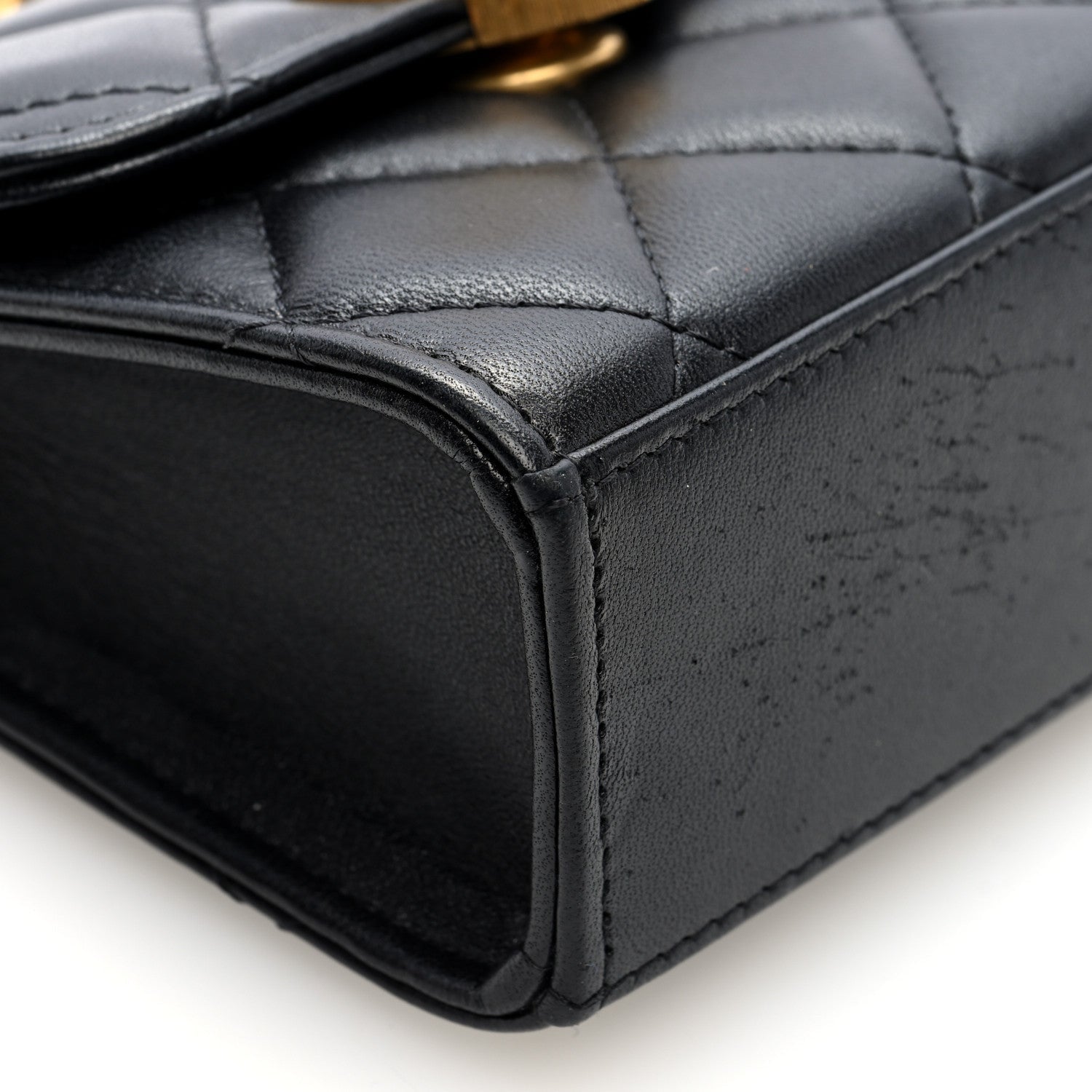 Lambskin Plexiglass Quilted Coco Love Clutch With Chain Black