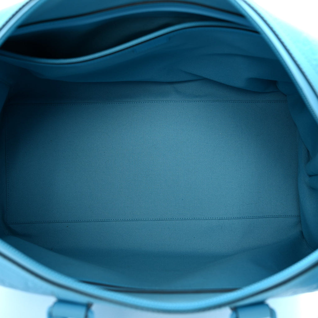 Rubber Effect GG Embossed Duffle Bag Bright Blue