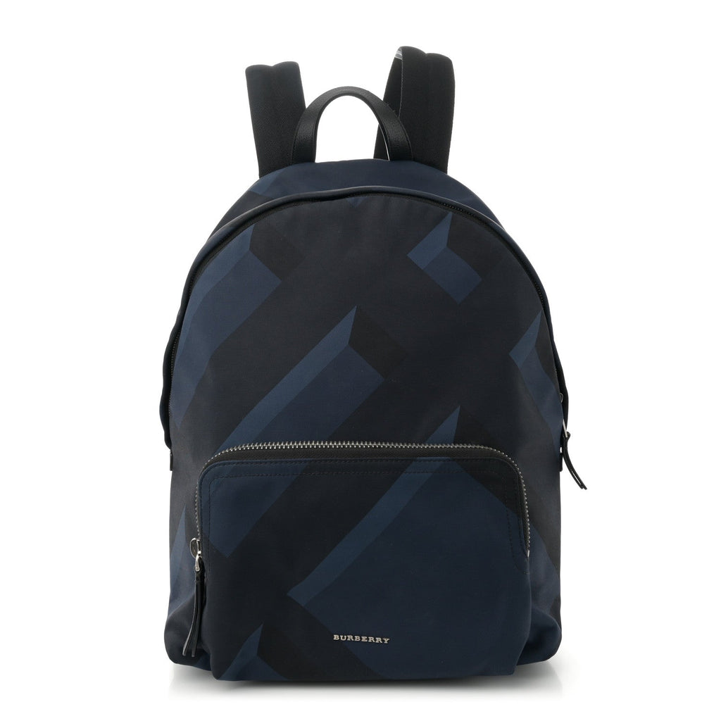 Nylon Check Print Abbeydale Simple Backpack Navy