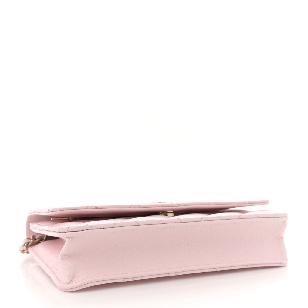 Caviar Quilted Wallet on Chain WOC Light Pink