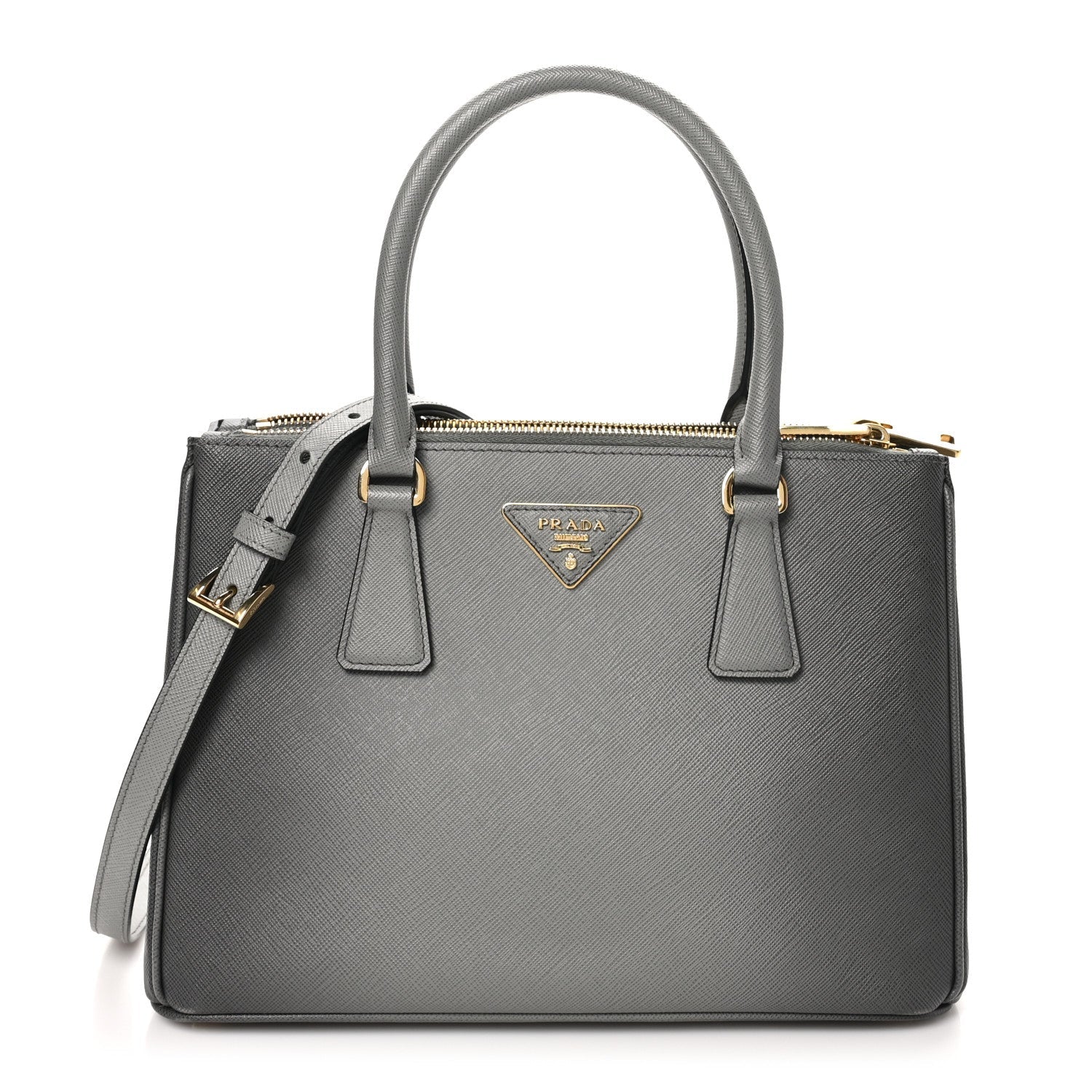 Saffiano Ombre Small Galleria Double Zip Tote Gradient Slate Grey