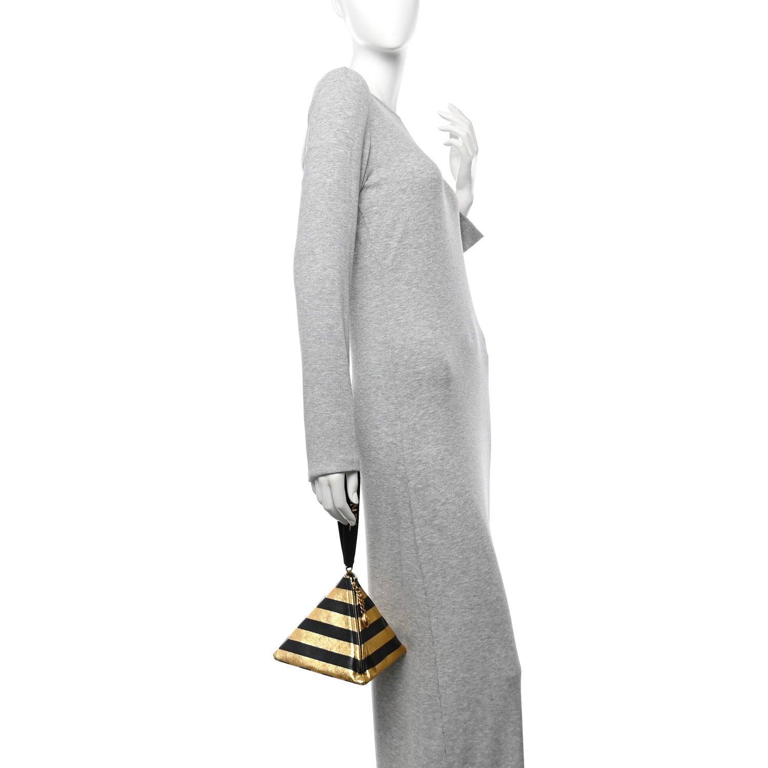 Metallic Lambskin CC Kheops Pyramid Bag Gold Black