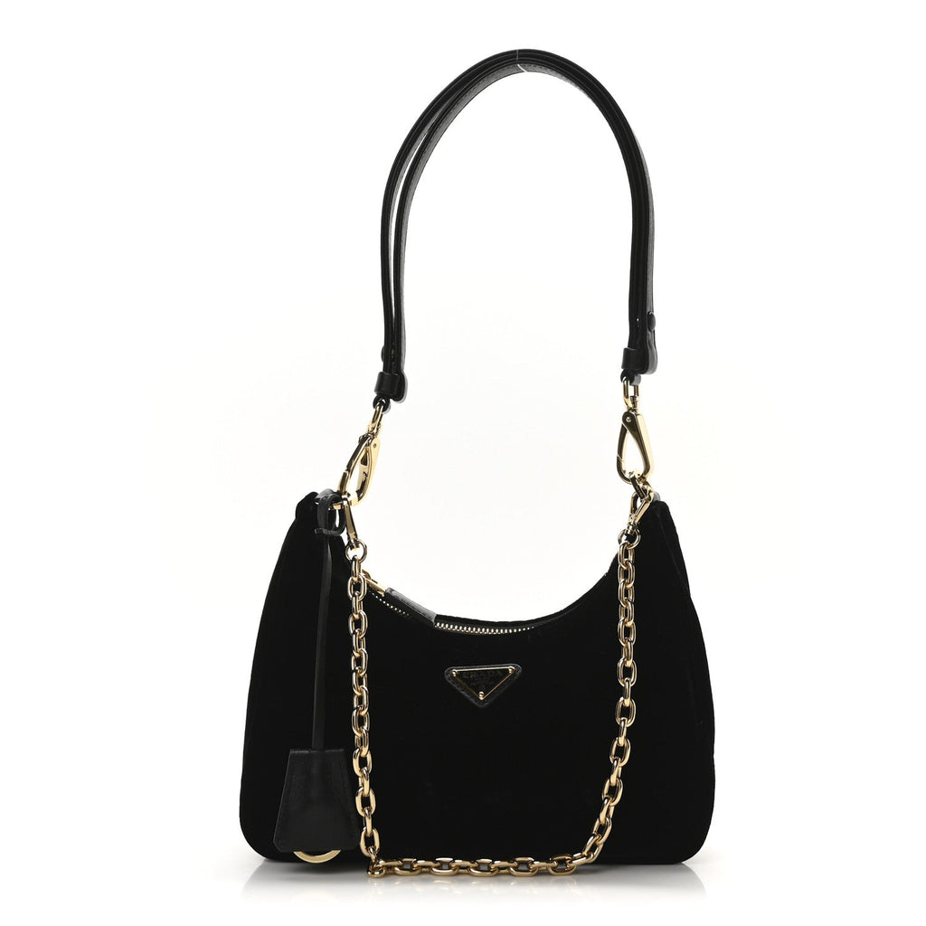 Velvet Nappa Mini Re-Edition Shoulder Bag Black