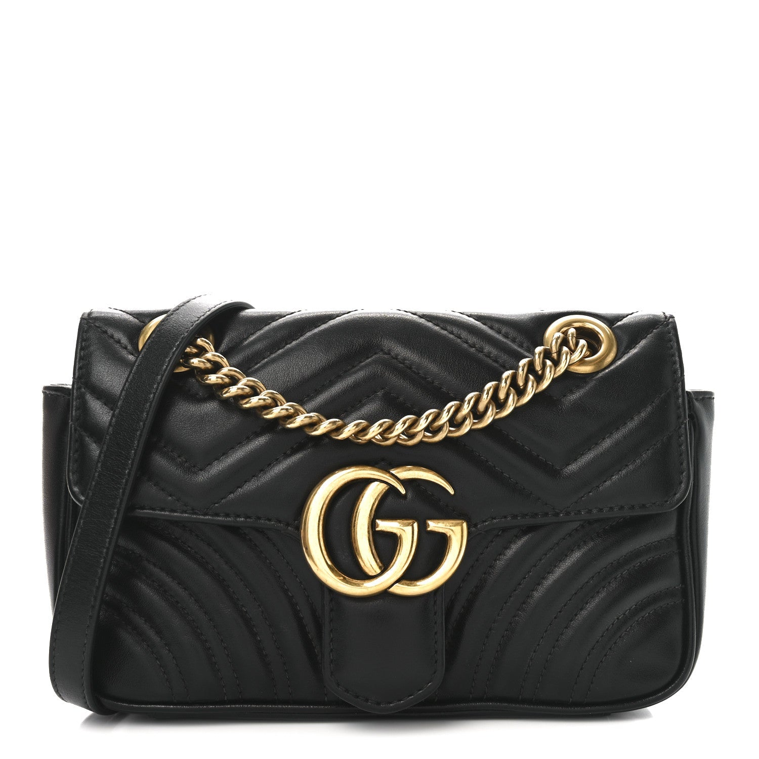 Calfskin Matelasse Mini GG Marmont Shoulder Bag Black
