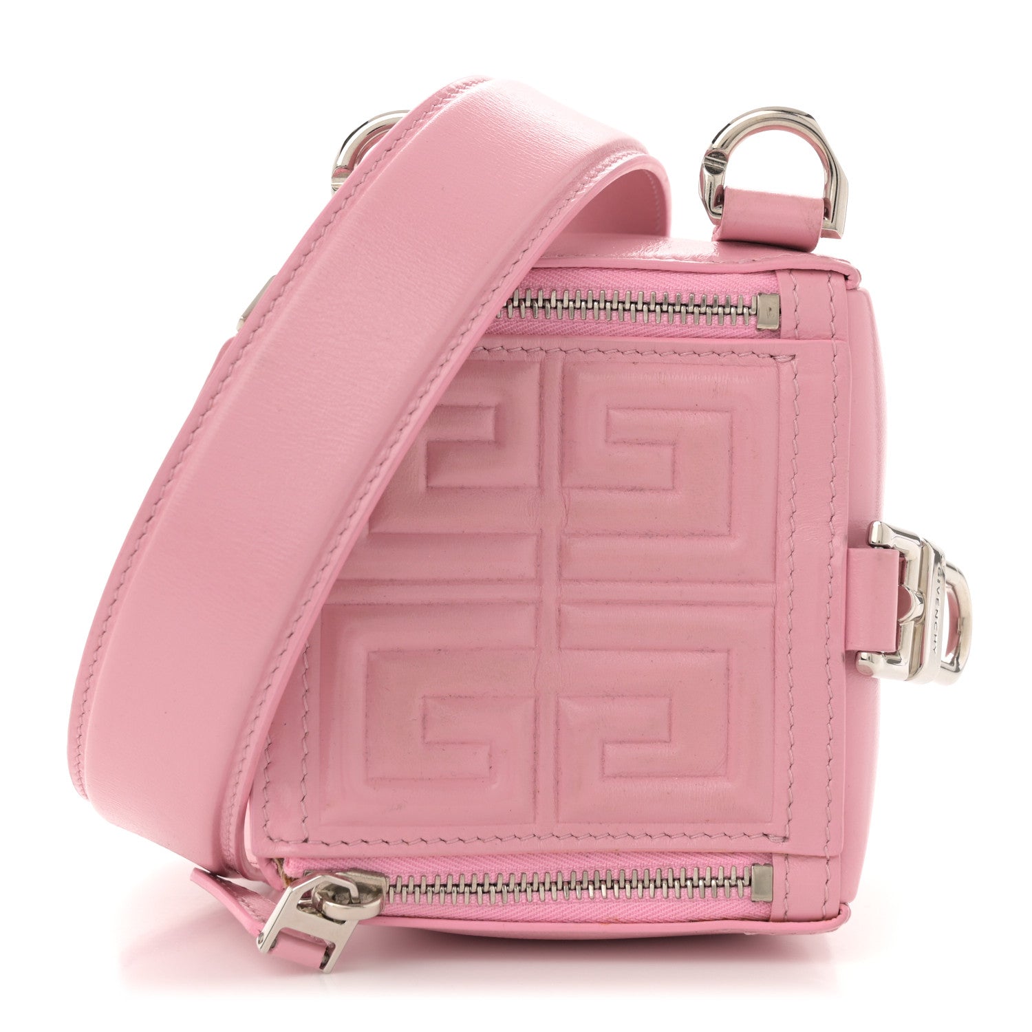 Patent Calfskin Mini Cube Pandora Chain Shoulder Bag Pink