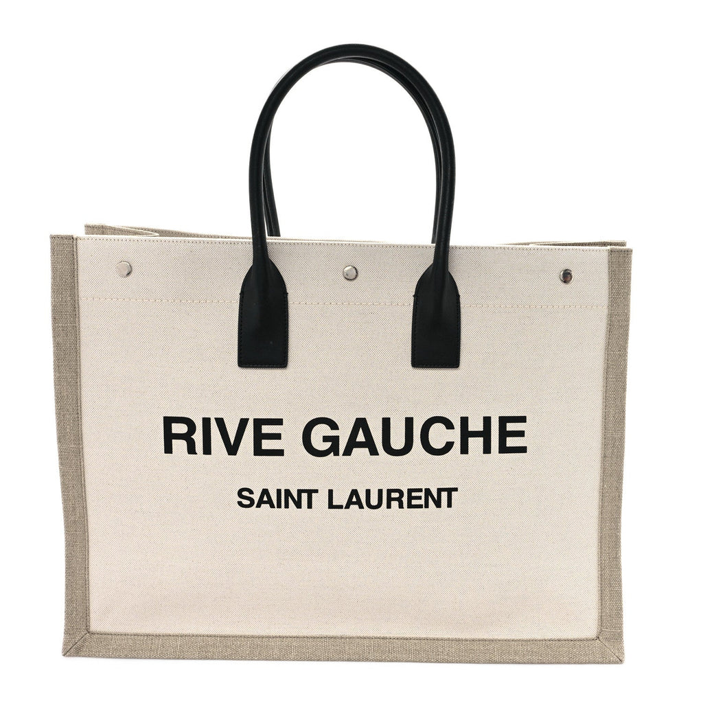 Linen Calfskin Rive Gauche Tote Greggio Natural