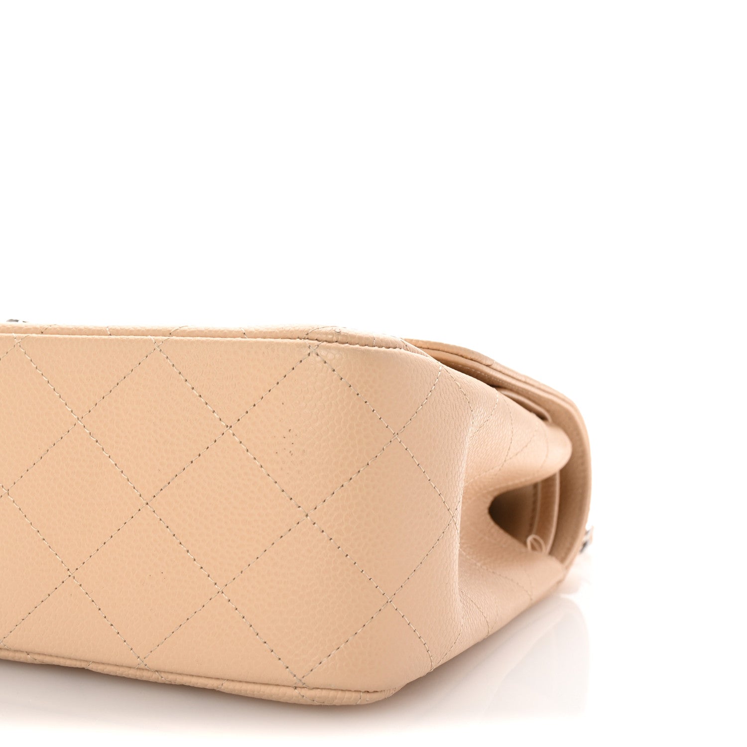 Caviar Quilted Jumbo Double Flap Light Beige