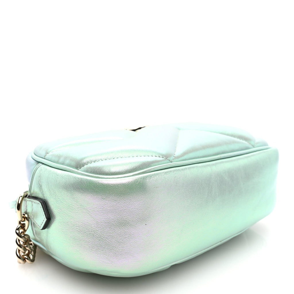 Iridescent Nappa Chevron Matelasse Small GG Marmont Chain Shoulder Bag Iridescent Salvy Green