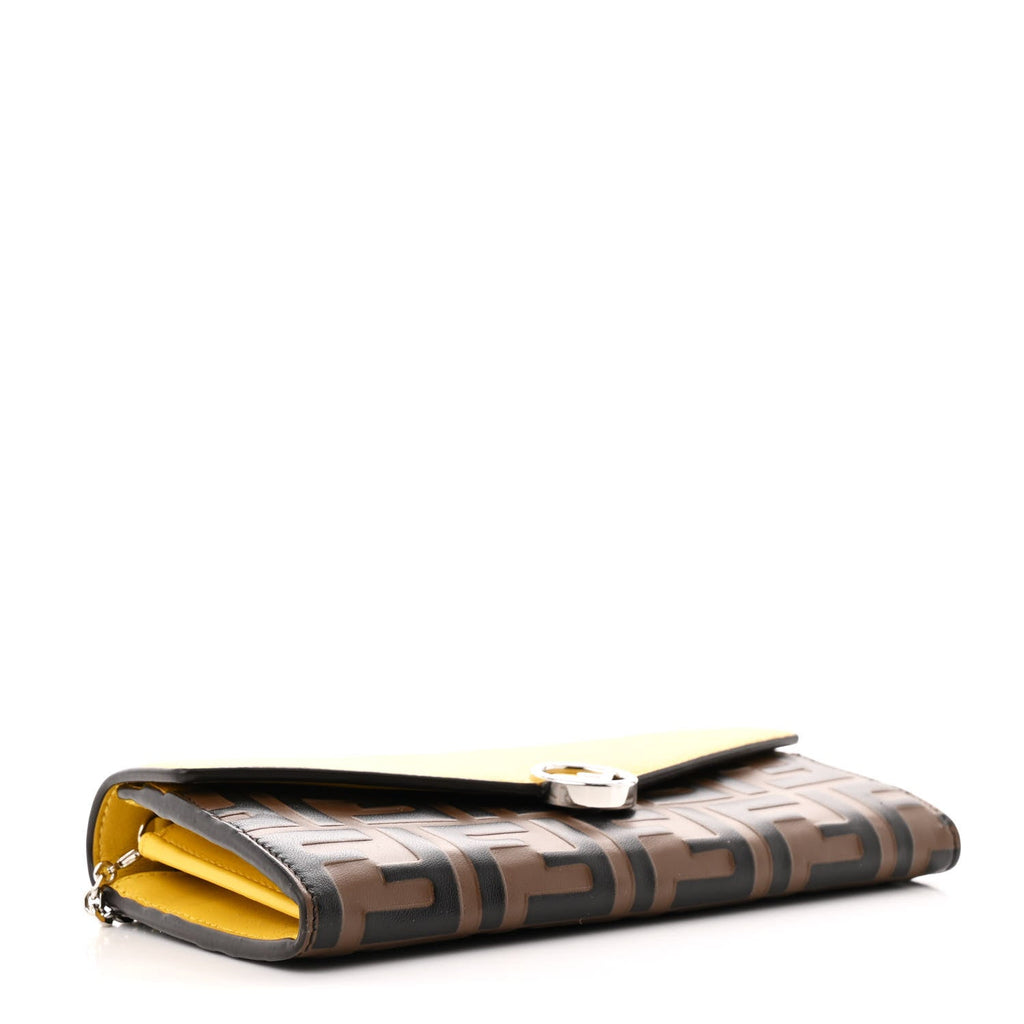 Vitello Cruise F is Fendi Bi-Color FF 1974 Embossed Continental Envelope Wallet On Chain Maya Black Sunflower