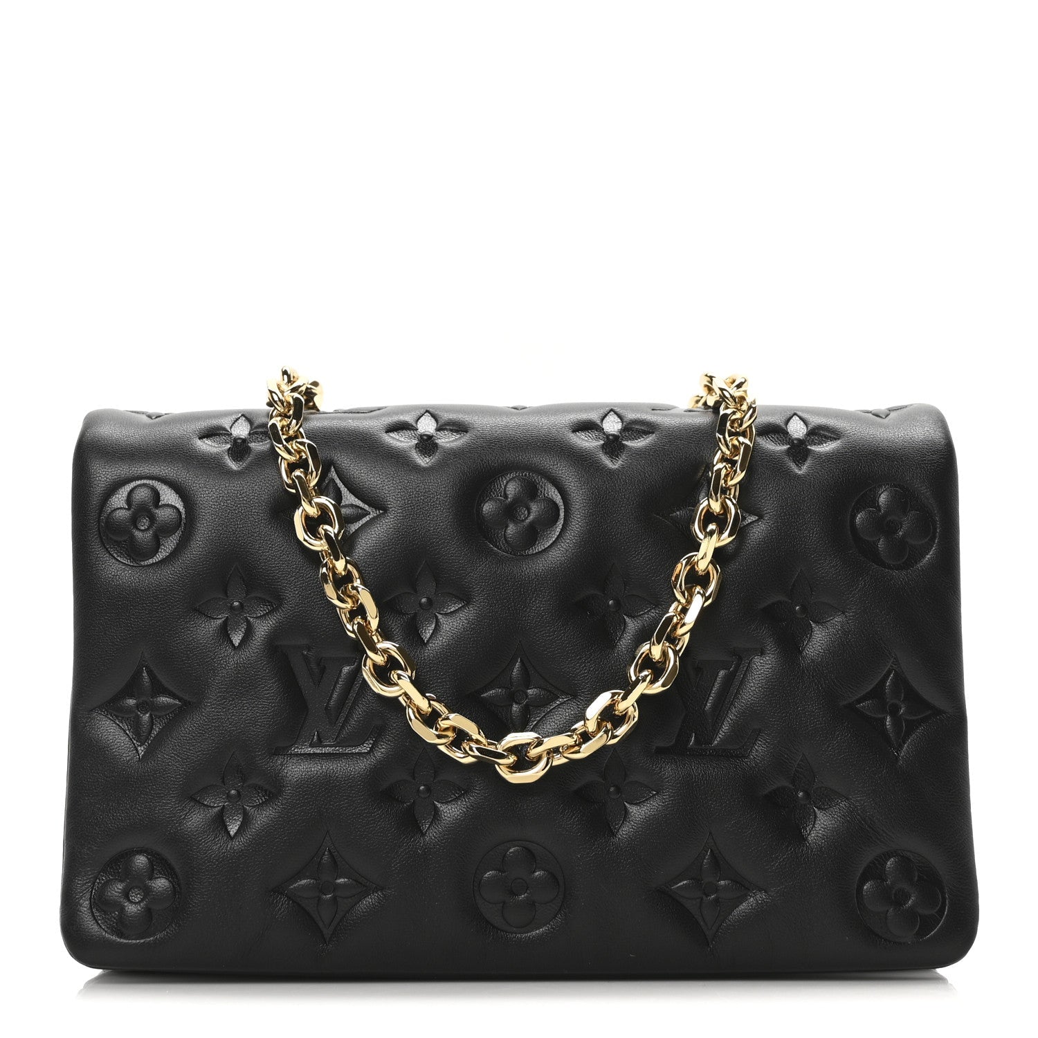 Lambskin Embossed Monogram Pochette Coussin Black