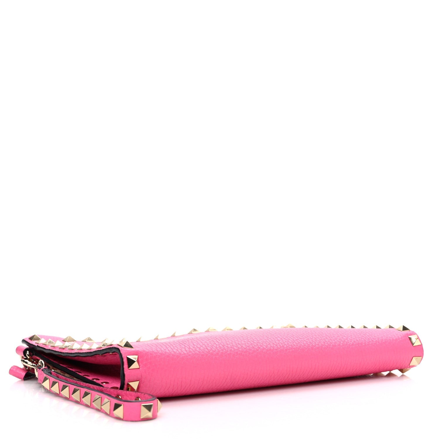 Pebbled Calfskin Medium Rockstud Flat Pouch Pink