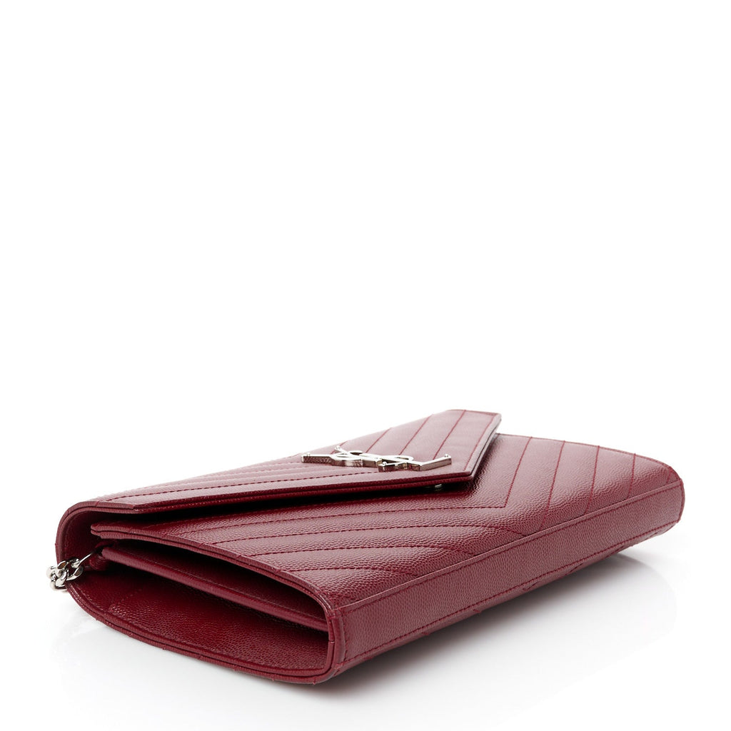 Grain De Poudre Matelasse Chevron Monogram Chain Wallet Palissandre