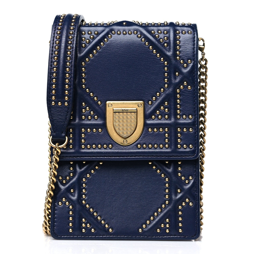 Lambskin Studded Vertical Diorama Indigo
