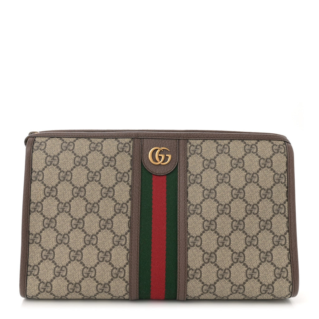 GG Supreme Monogram Web Ophidia GG Toiletry Case Beige New Acero