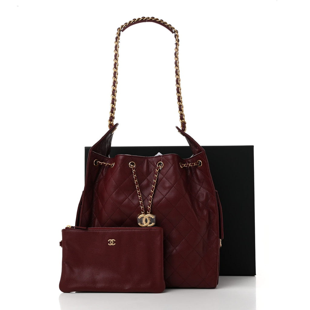 Caviar Quilted Medium Chanel 25 Handbag Burgundy