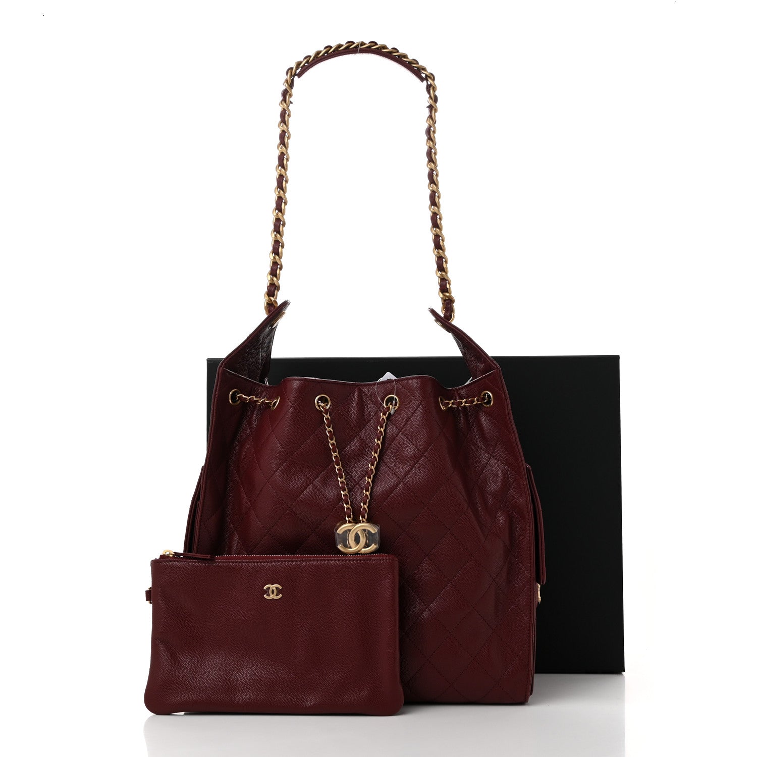 Caviar Quilted Medium Chanel 25 Handbag Burgundy