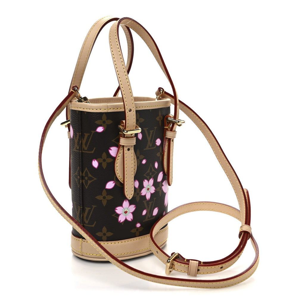 LV X TM Monogram Cherry Blossom Nano Bucket Sakura Brown