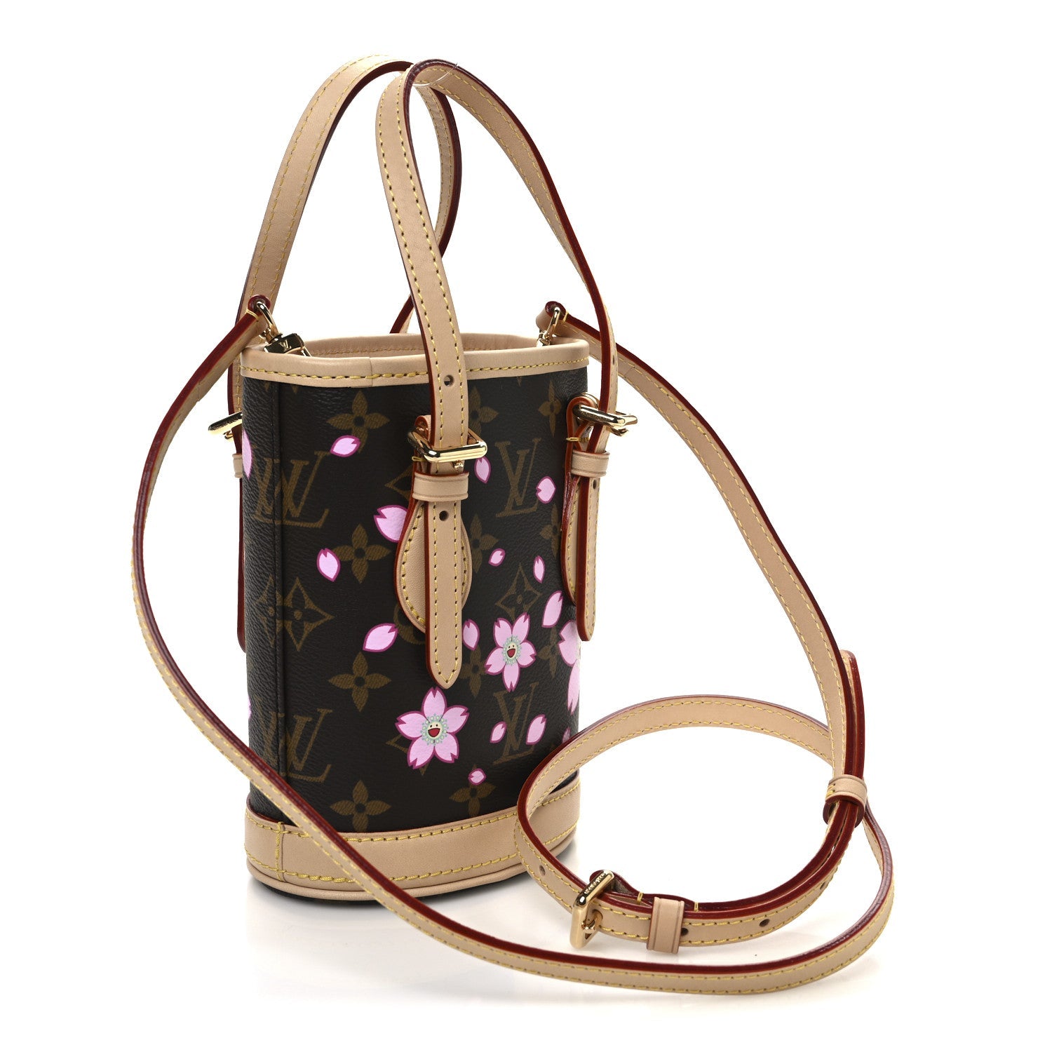 LV X TM Monogram Cherry Blossom Nano Bucket Sakura Brown