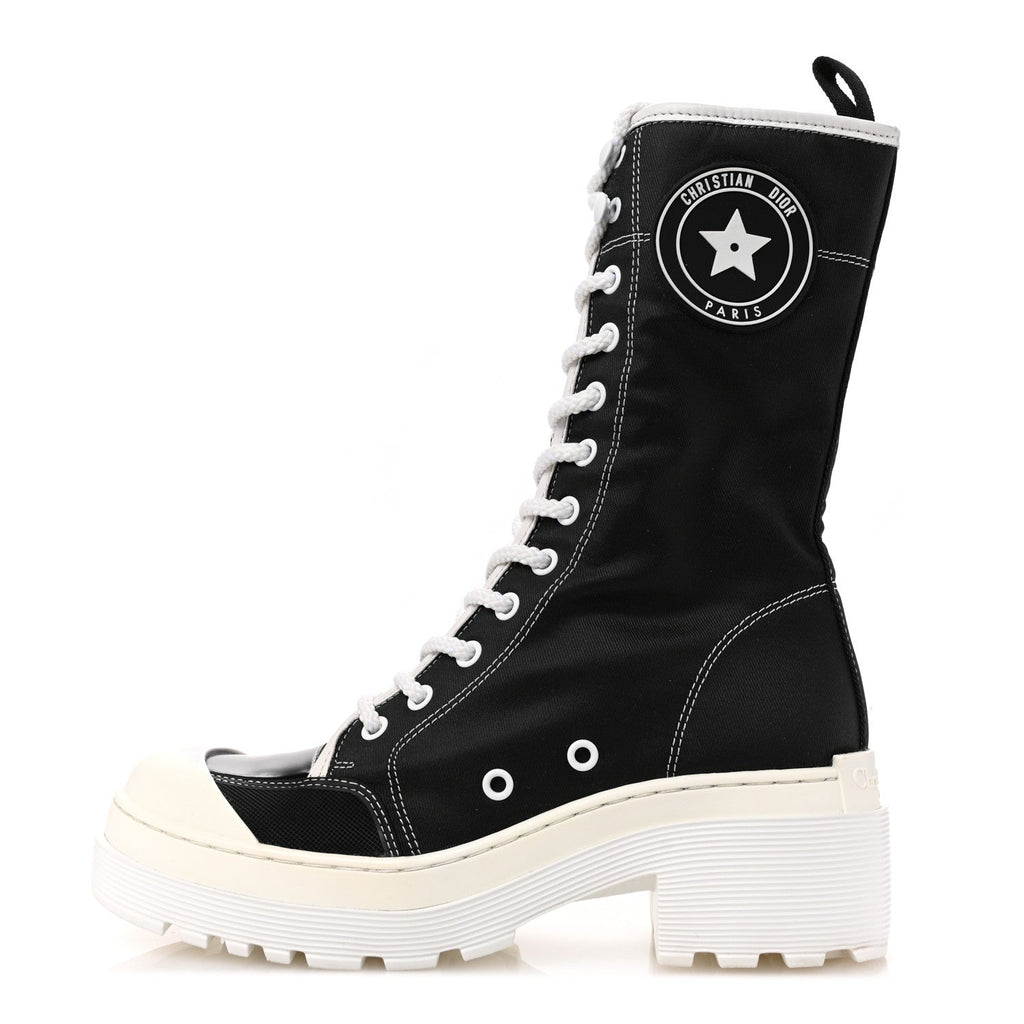 Technical Fabric Calfskin Womens D-Rise 35mm Tall Boots 36 Black White