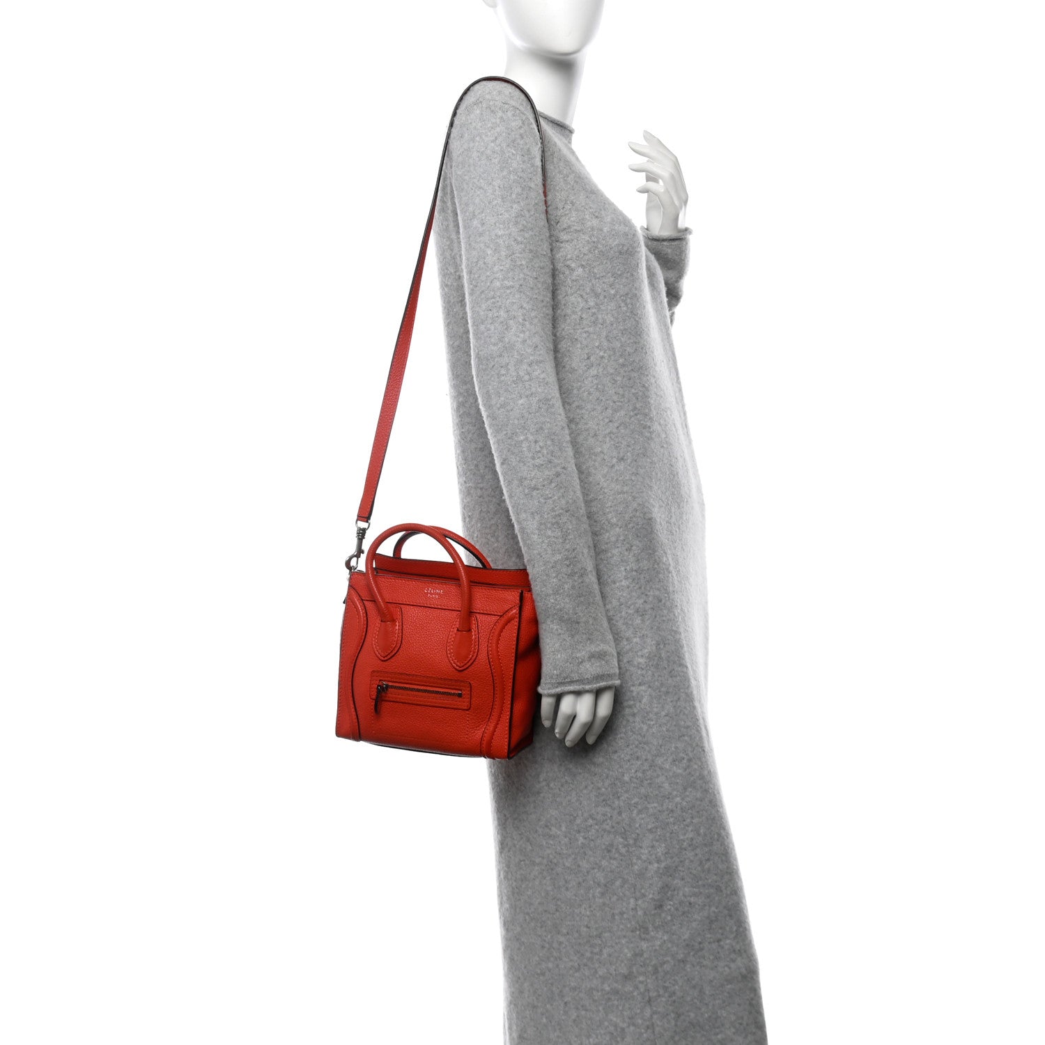 Drummed Calfskin Nano Luggage Red
