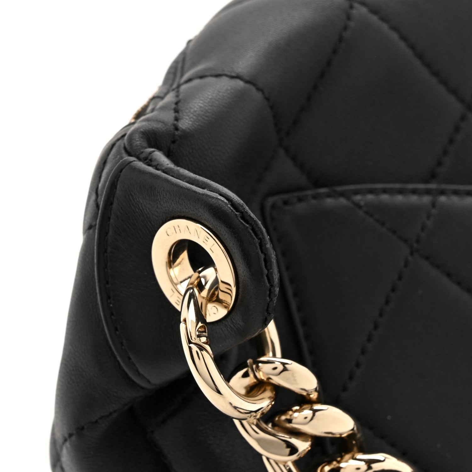 Lambskin Quilted Resin Bi-Color Waist Bag Fanny Pack Black
