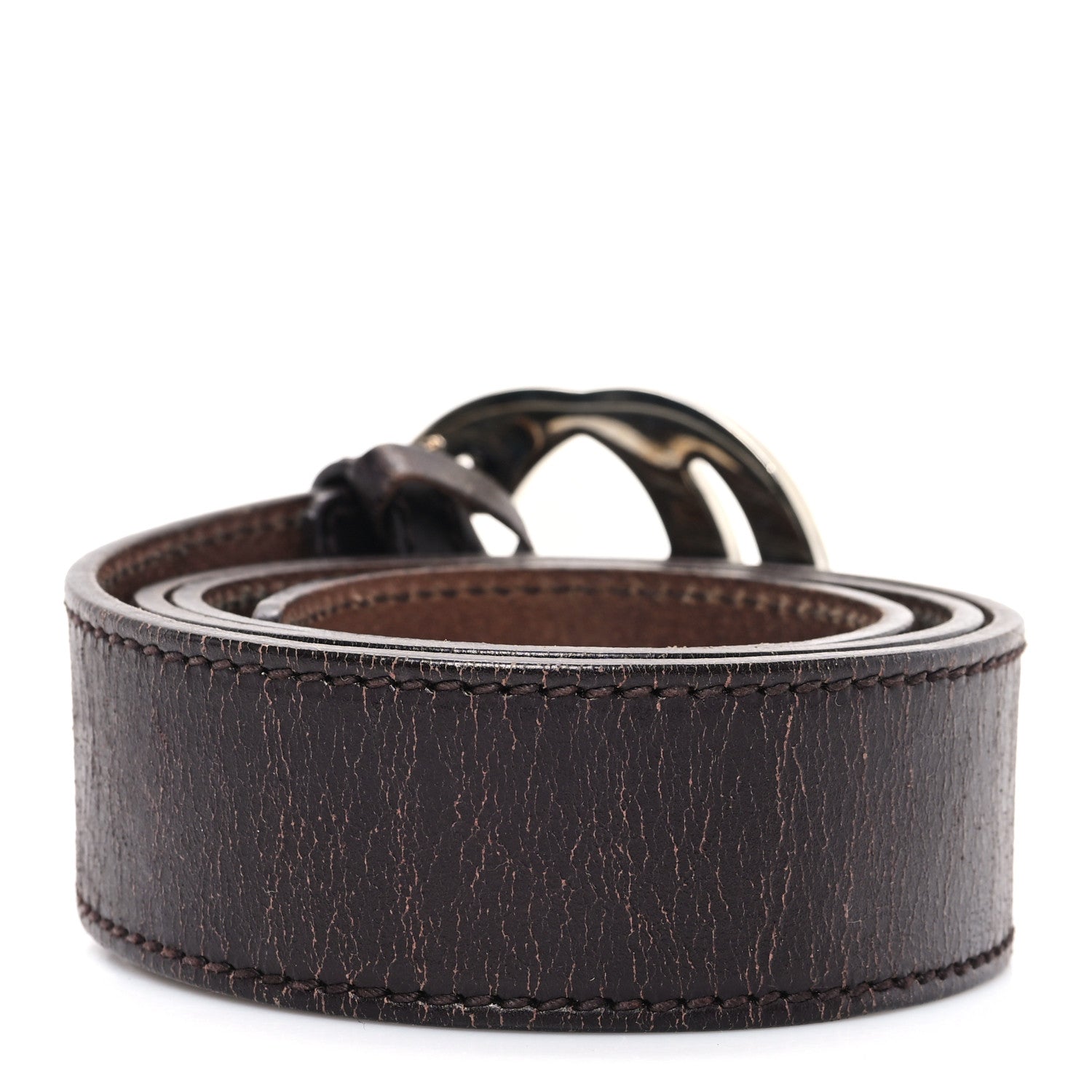 Calfskin Interlocking G Belt 85 34 Dark Brown