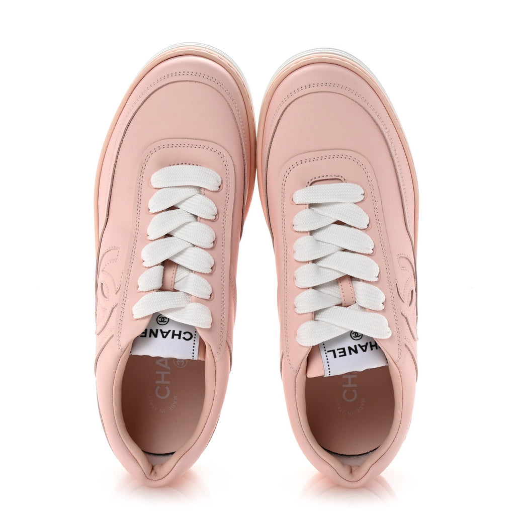 Calfskin Womens CC Sneakers 39.5 Light Pink