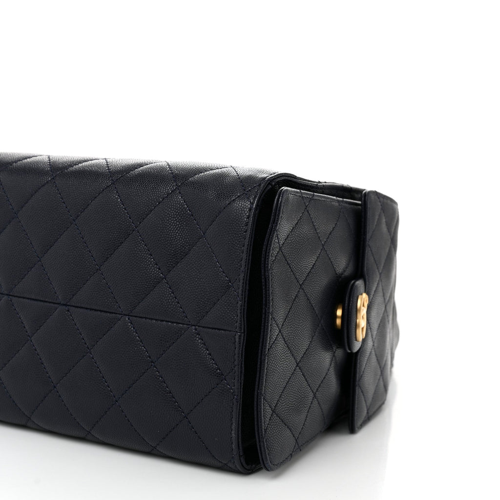 Caviar Quilted Medium Chanel 25 Handbag Dark Navy